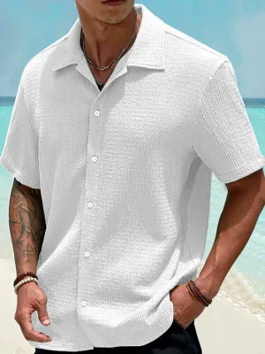Alohadaddy Basic Casual Seersucker Men's Button Pocket Short Sleeve Shirt Big & Tall