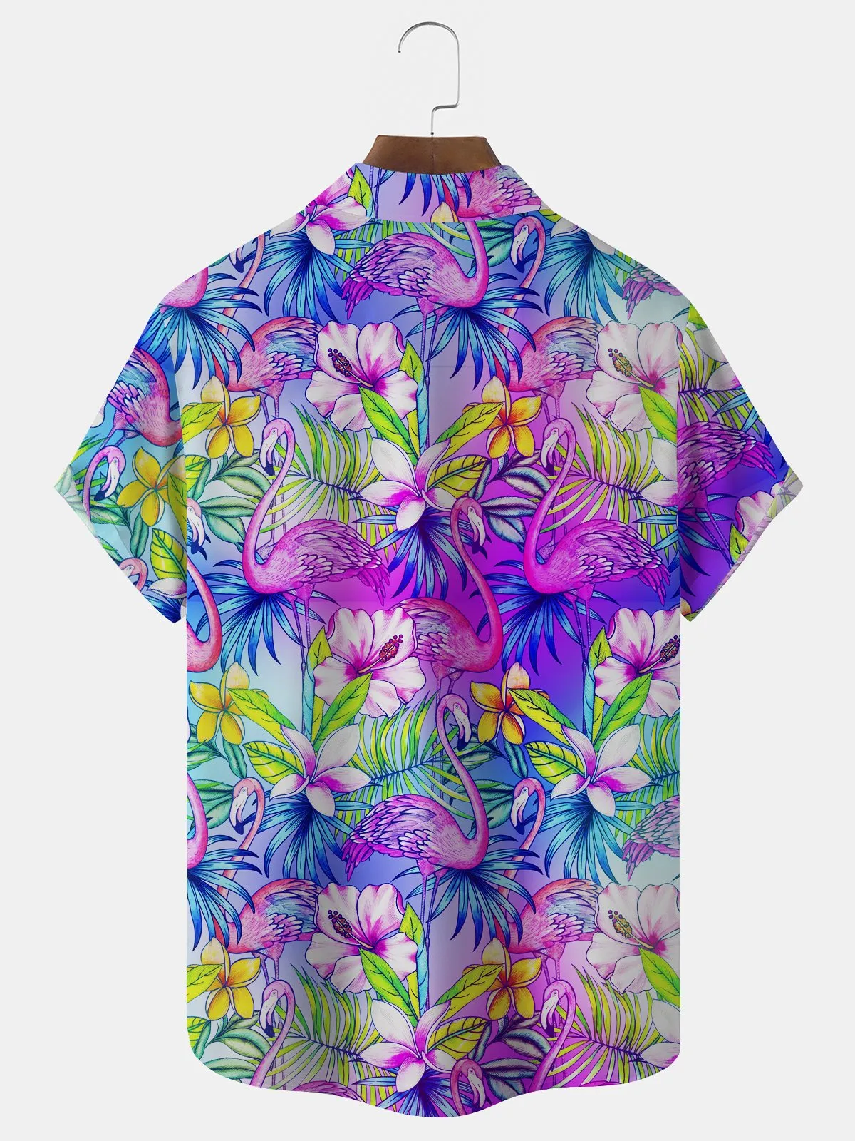 Alohadaddy Beach Vacation Pink Flamingo Tropical Men's and Women's Aloha Hawaiian Shirts Stretch Oversized Button Shirts