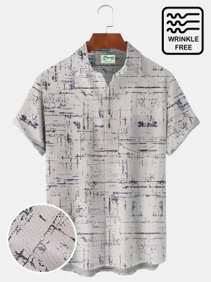 Alohadaddy Beach Vacation White Men's Hawaiian Shirt Vintage Textured Wrinkle Free Seersucker Pocket Camp Shirt Big Tall