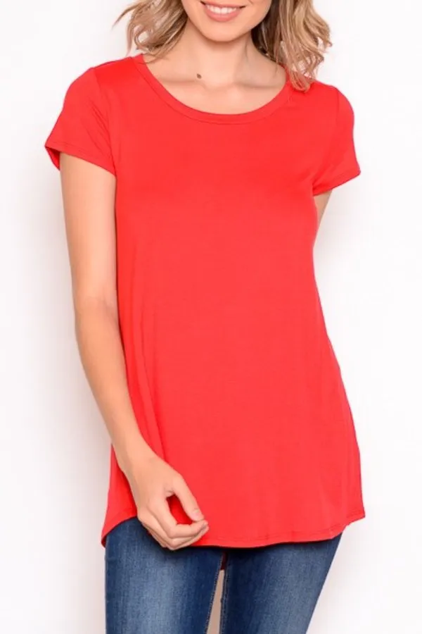 Anita | Solid Cap Sleeve Tee | Red *FINAL SALE* (Small and Medium Left)