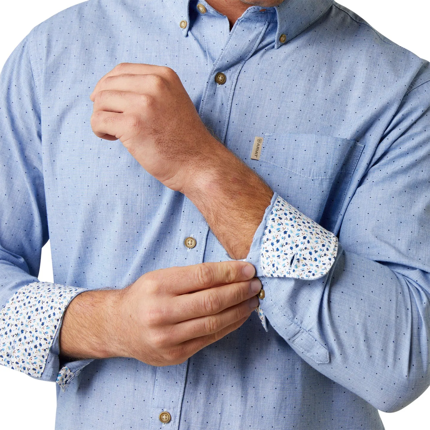 Ariat® Men's Dots Stretch Blue Button Down Shirt
