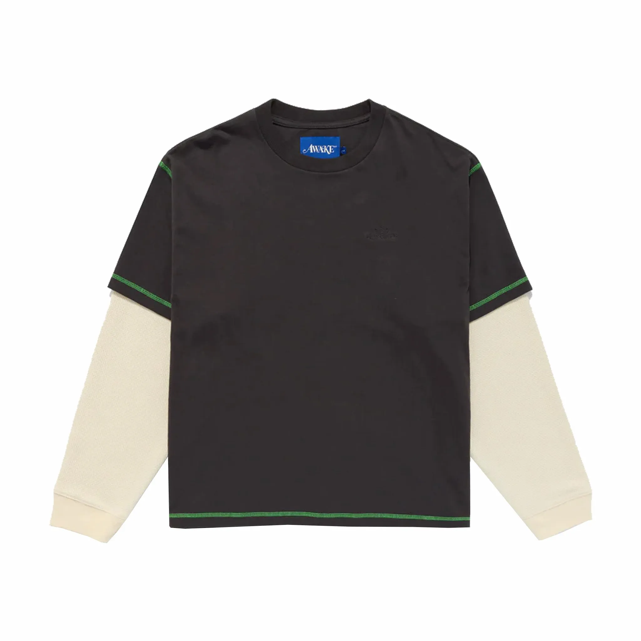 Awake NY Waffle Layered Contast Stitch Tee (Charcoal)