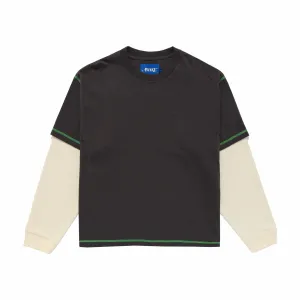 Awake NY Waffle Layered Contast Stitch Tee (Charcoal)