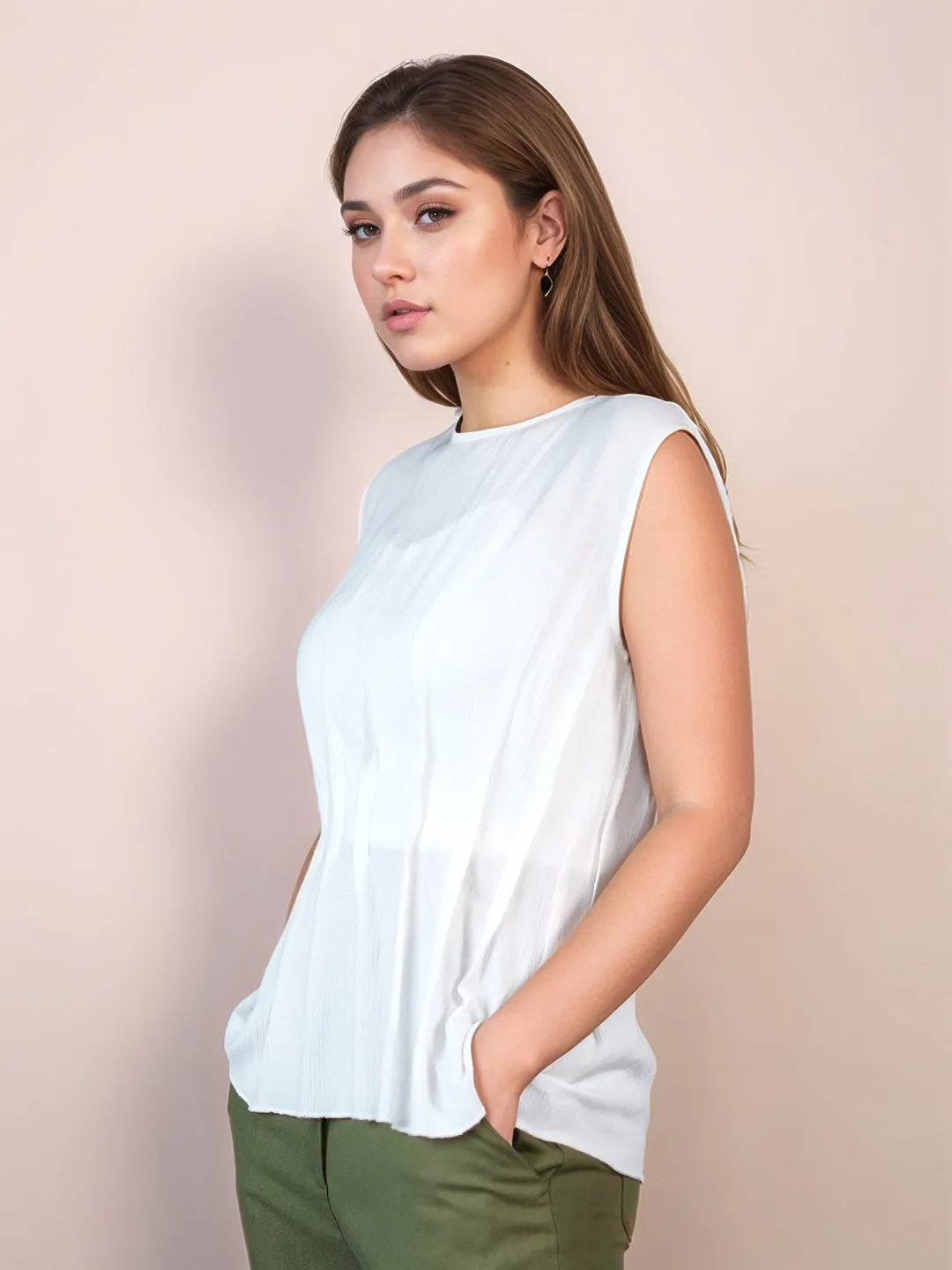 Black Textured Slim Fit Top