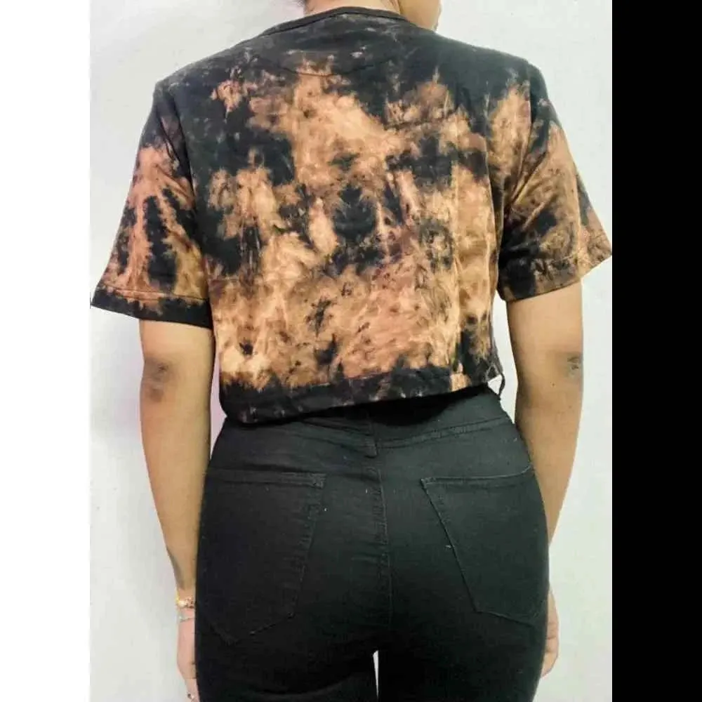 Bleached Dots Tie Dye Cotton Crop Top