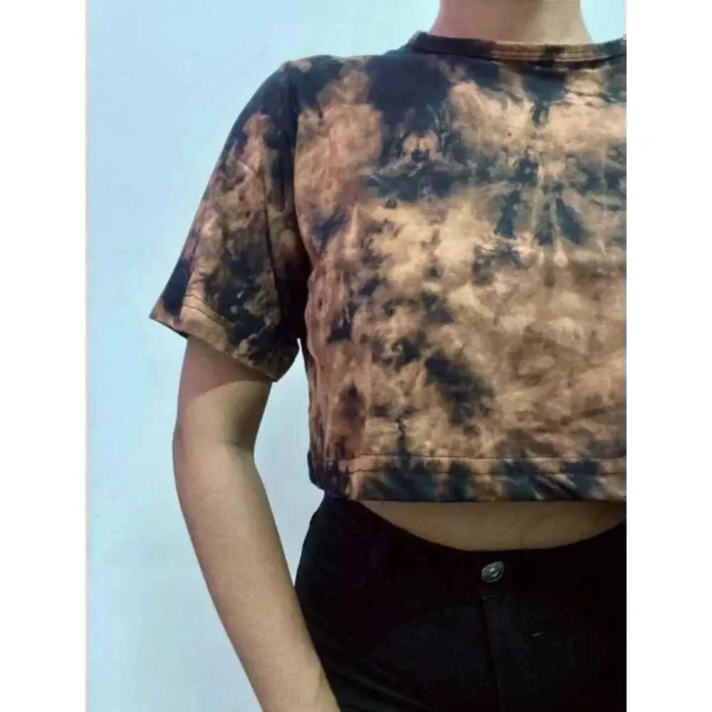 Bleached Dots Tie Dye Cotton Crop Top