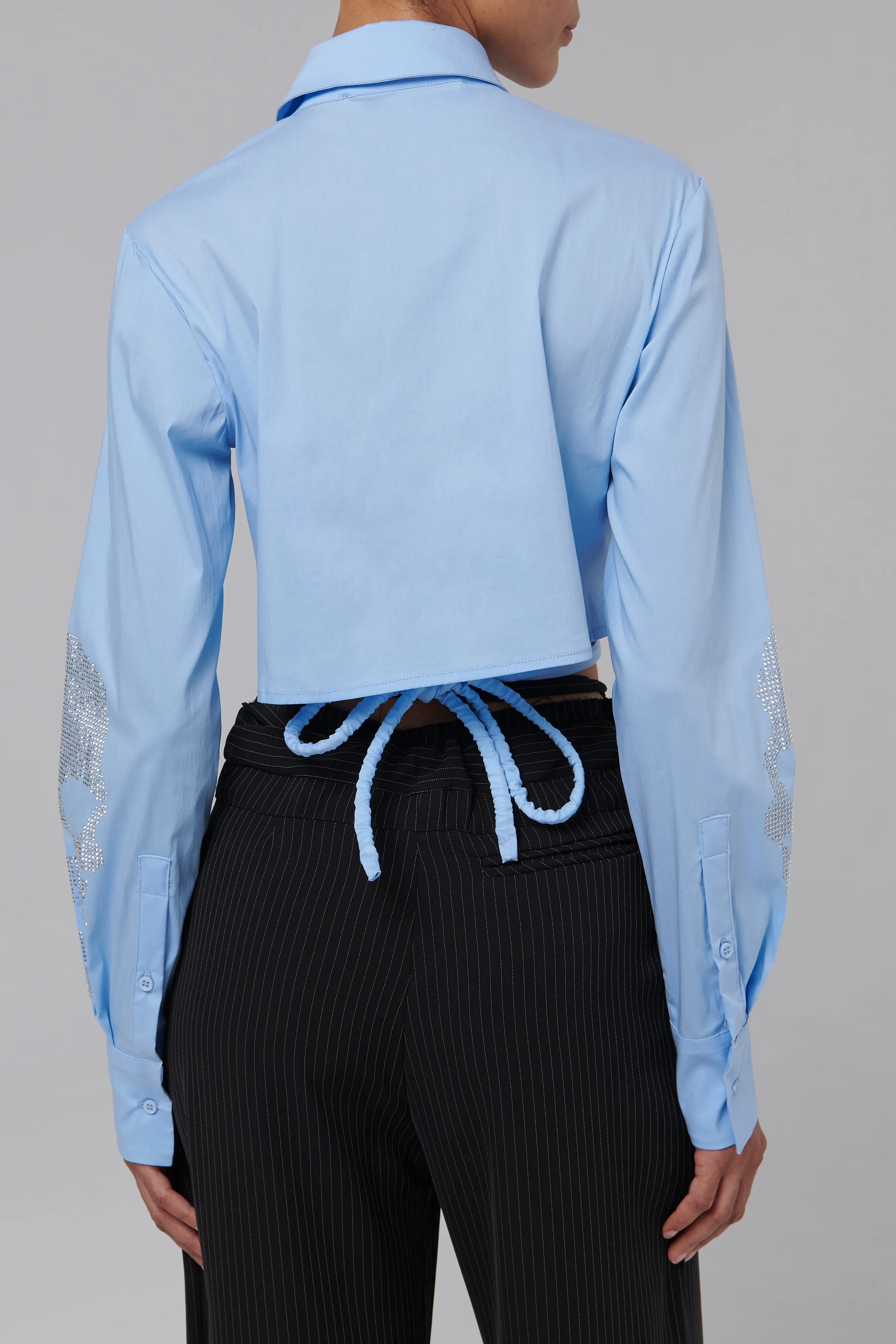 Blue Fitted Wrap Shirt