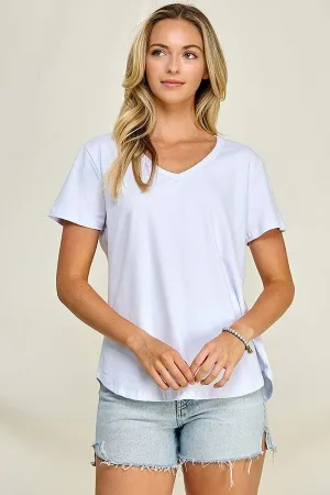 Brooklyn | Cotton V Neck Tee - White