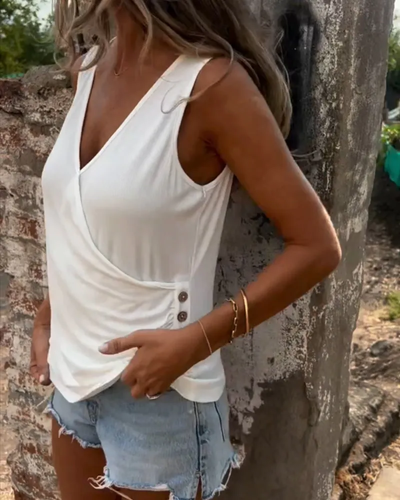 Buttoned and Sleeveless Versatile Vest