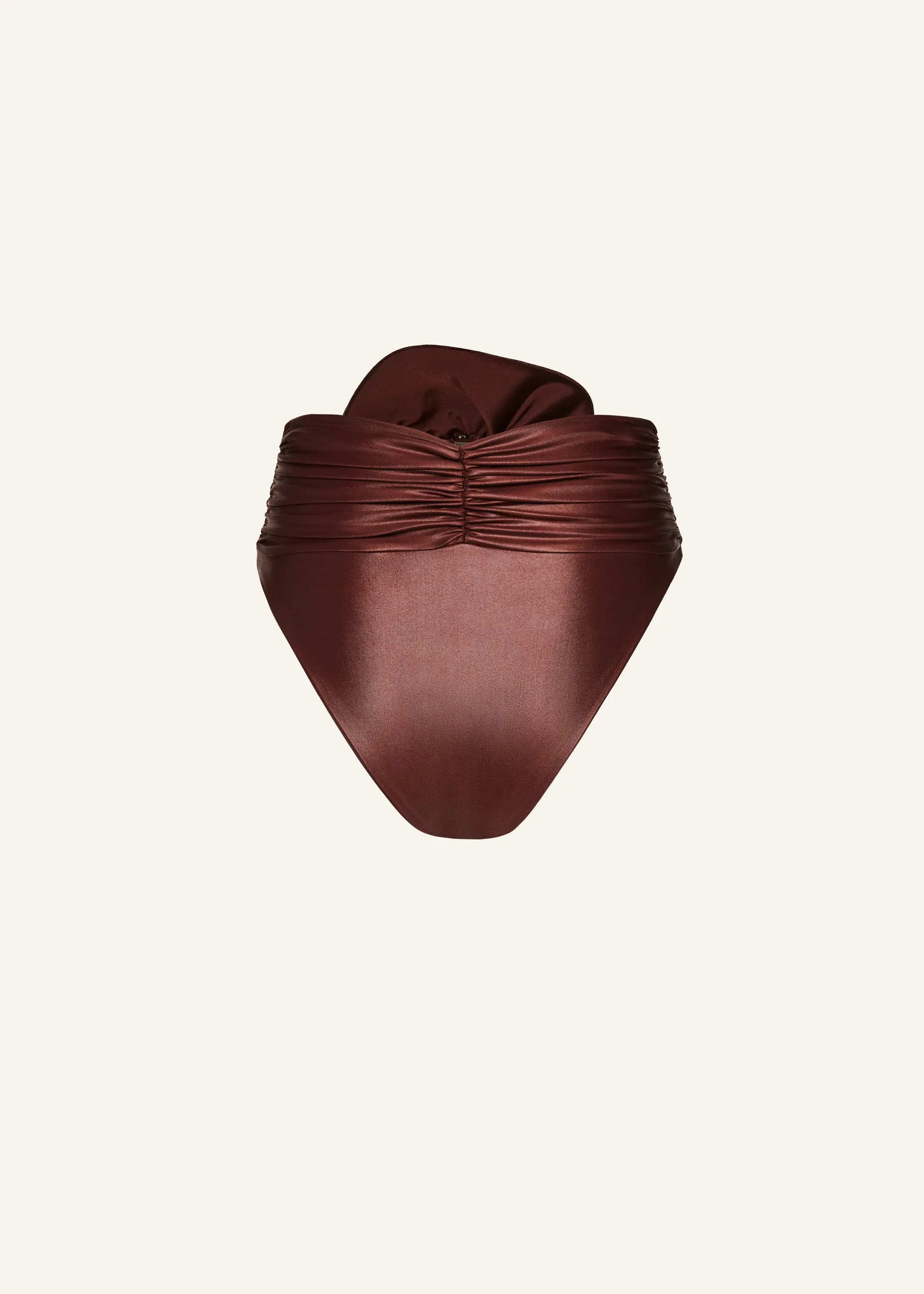 Classic high waist flower swim bottom in metallic brown