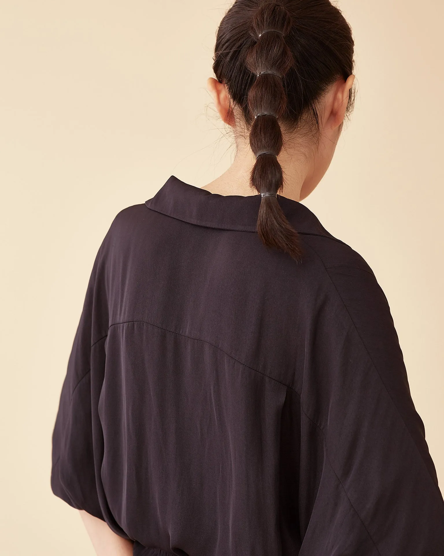 Classic Spread Collar Top / Navy