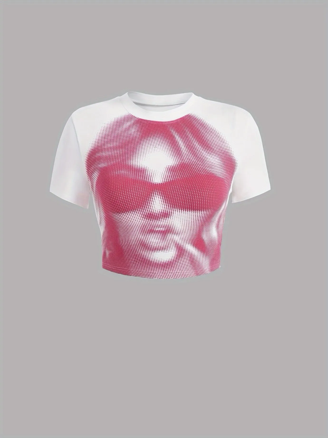 Classy Printed  Pink Crew Short Sleeve Top