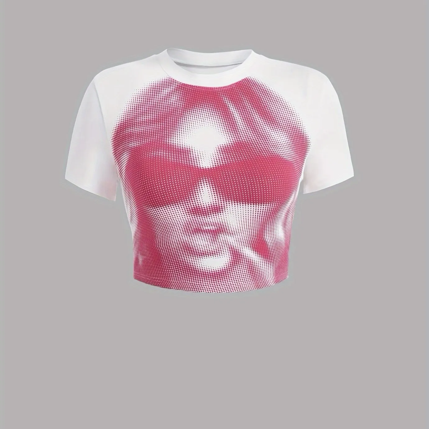 Classy Printed  Pink Crew Short Sleeve Top