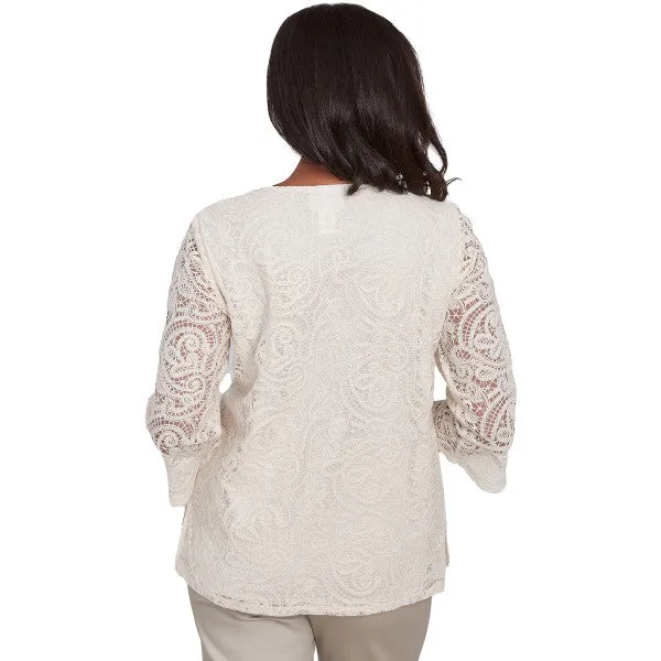Coming Up Roses Lace Knit Top Petite