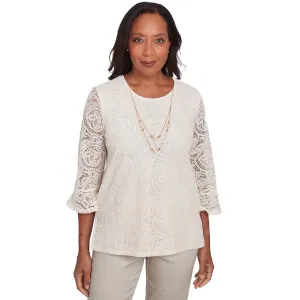 Coming Up Roses Lace Knit Top Petite
