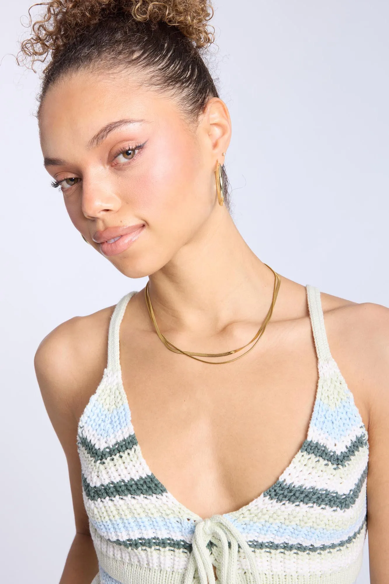 Crochet-Style Tie-Front Tank Top