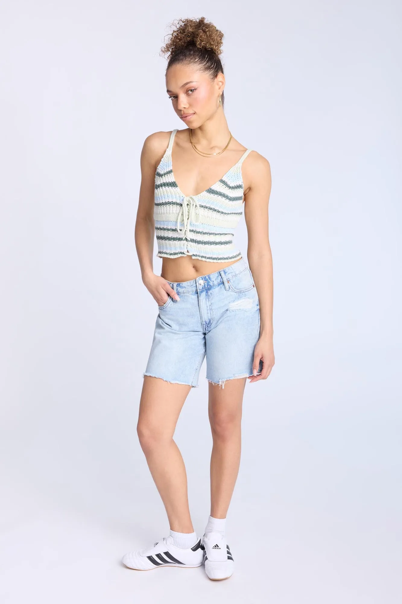 Crochet-Style Tie-Front Tank Top