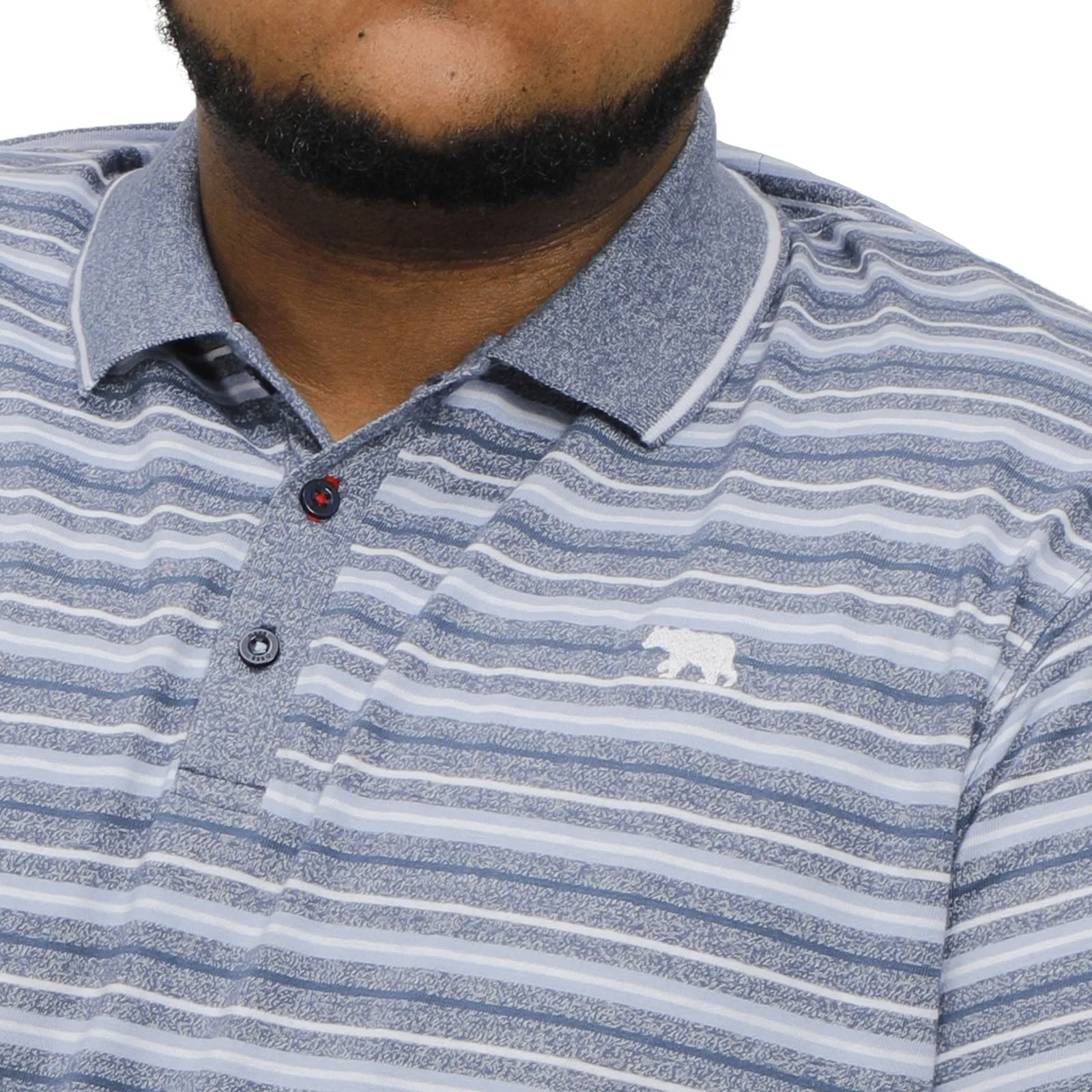 D555 Mens Byron Big Tall Kingsize Full Stripe Jersey Polo Shirt- Denim