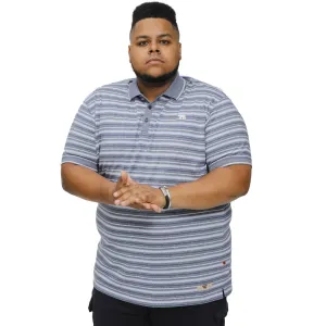 D555 Mens Byron Big Tall Kingsize Full Stripe Jersey Polo Shirt- Denim