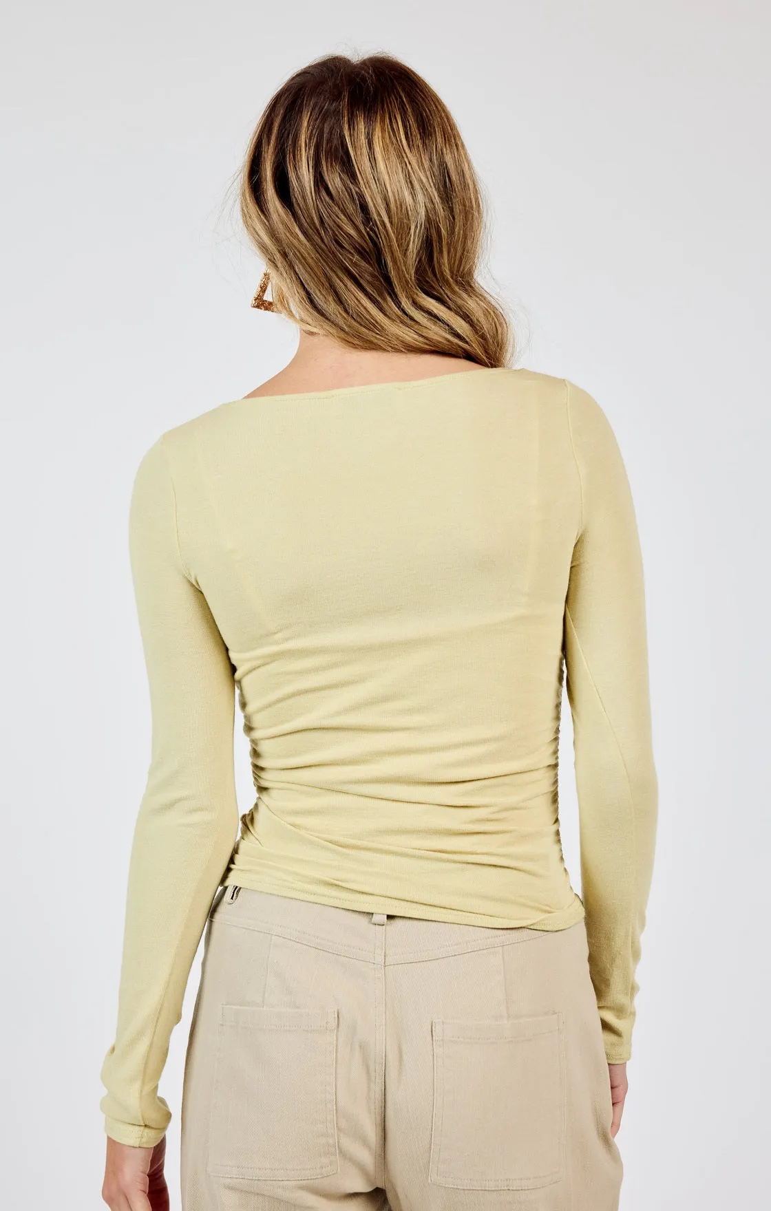 Dua Boat Neck Side Ruched Top