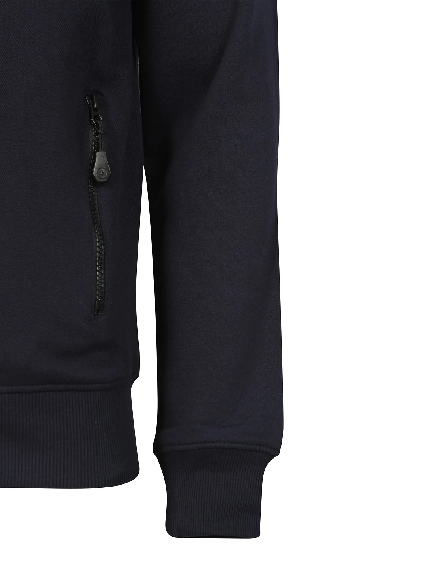 Ellerslie Pique Zip Through Jersey Bomber Jacket In Navy - Dissident