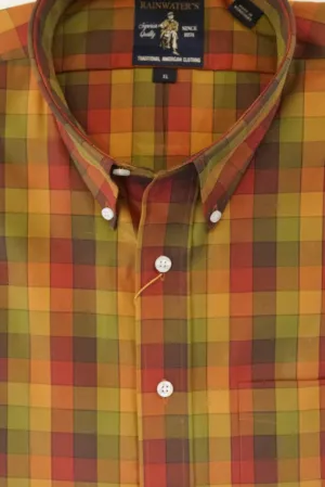 Fall Colors Plaid Check Button Down Wrinkle Free Sport Shirt by Rainwater's