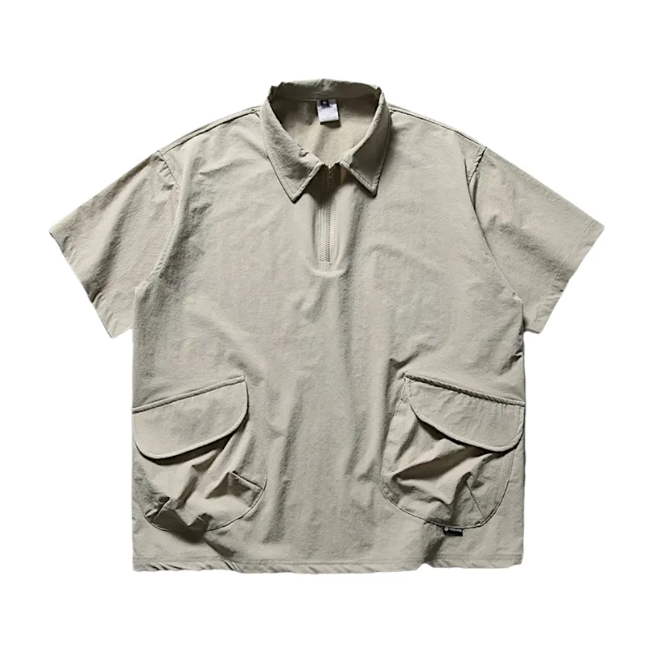 Front pouch zip front polo