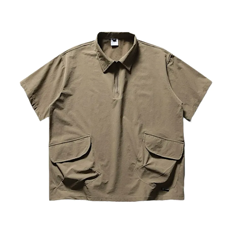 Front pouch zip front polo