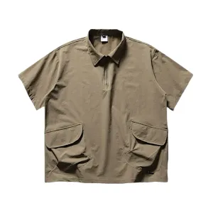 Front pouch zip front polo