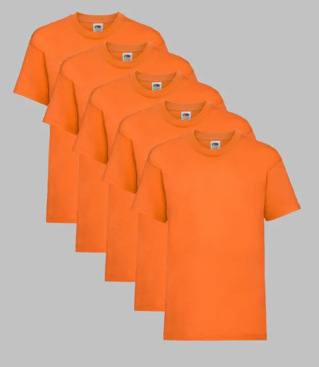 Fruit of the Loom Kid's T-Shirt, Orange, 3-4 to 14-15 Years, (Pack of 5)