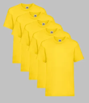 Fruit of the Loom Kid's T-Shirt, Yellow, 3-4 to 14-15 Years, (Pack of 5)