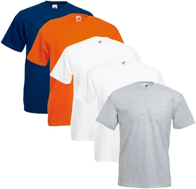 Fruit of the Loom Men's Original T-Shirt | Multicolor | Pack of 5 ( 2x WHT/ORNG/GRY/NVY//OT )