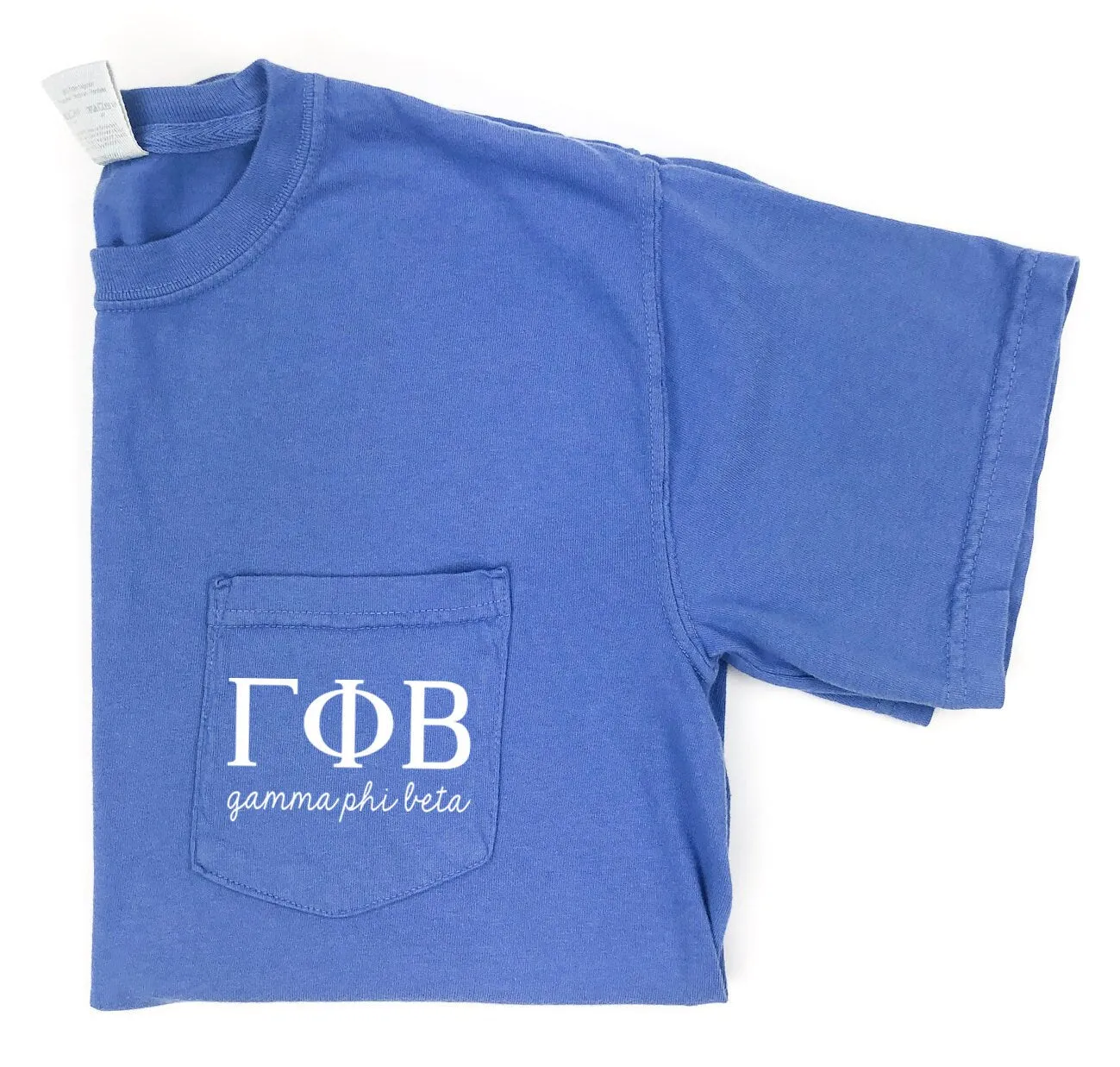Gamma Phi Beta Script Letters T-Shirt - Mystic Blue