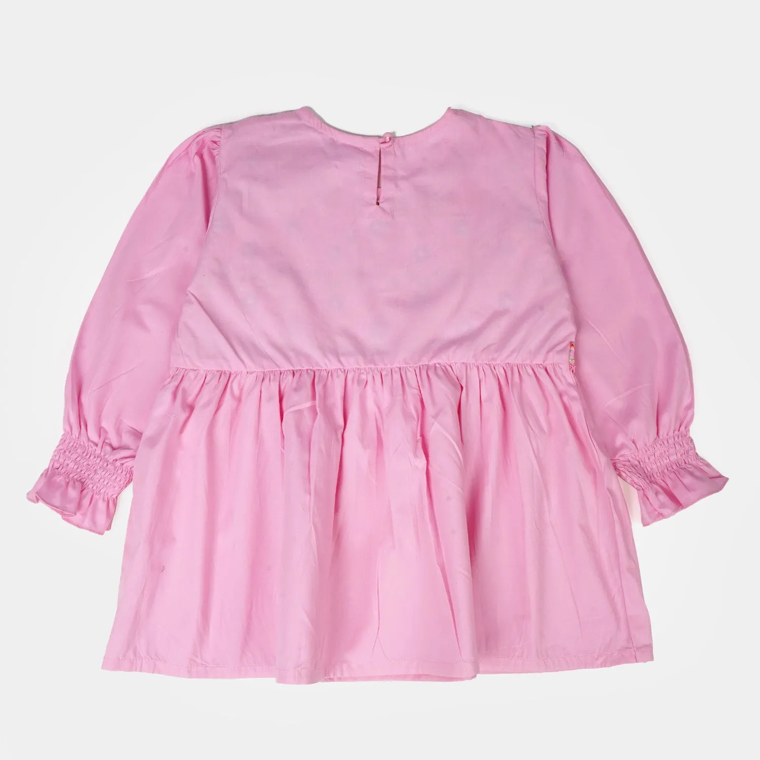 Girls Cotton Embroidered Top Running Waves - Pink