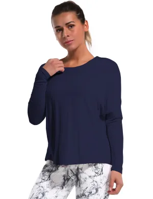 Gym Batwing Tunic Tops darknavy_Gym