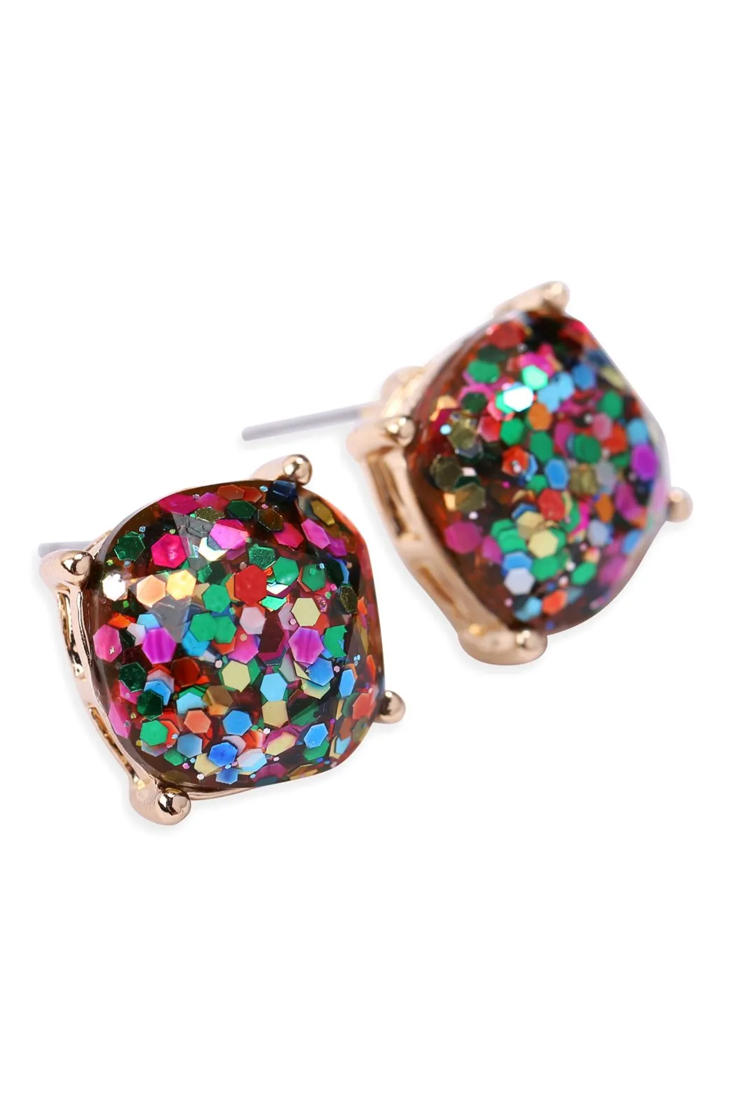 Hde2565 - Cushion Cut Glitter Earrings
