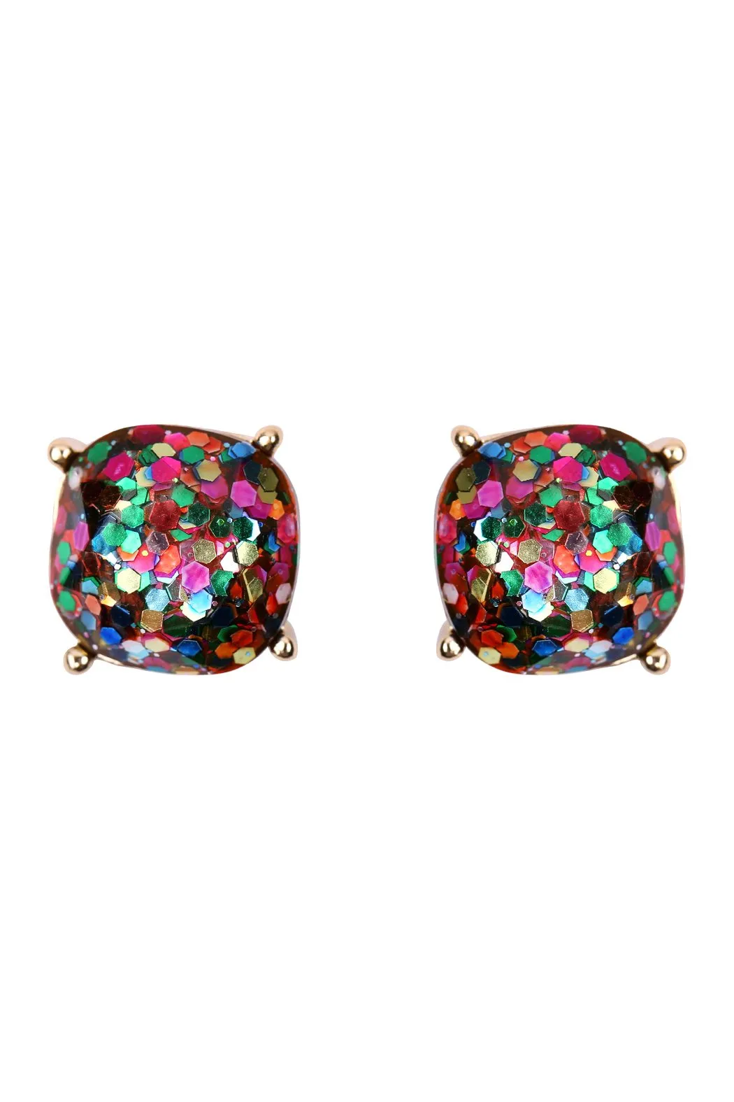 Hde2565 - Cushion Cut Glitter Earrings