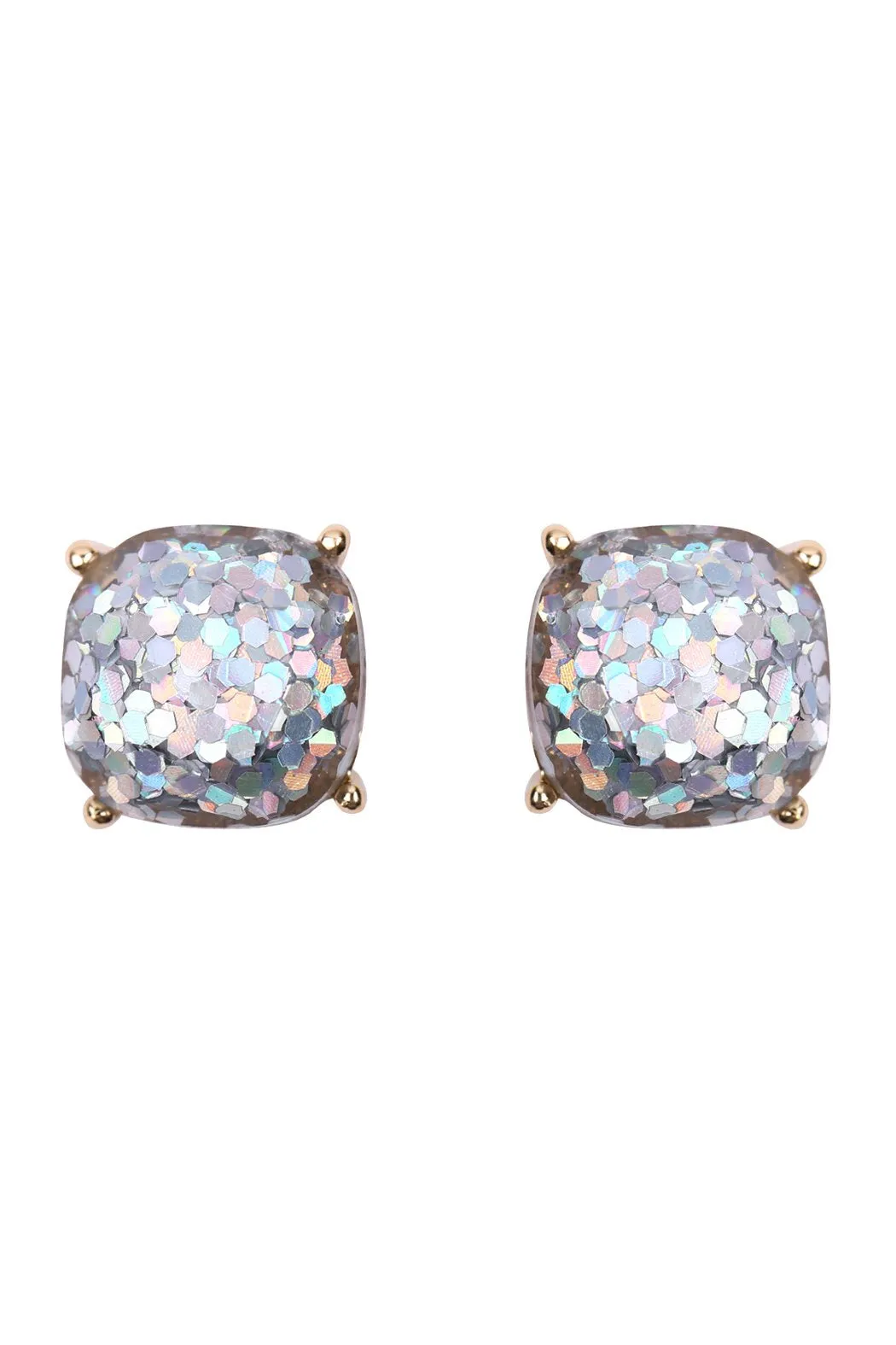 Hde2565 - Cushion Cut Glitter Earrings