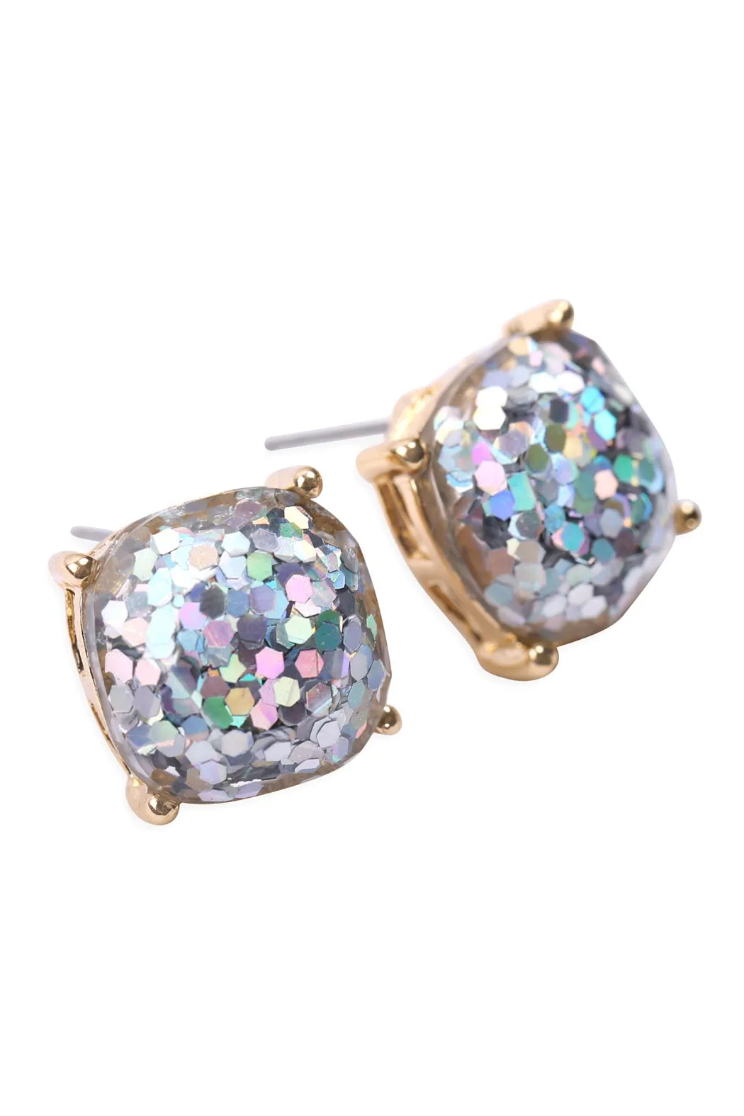 Hde2565 - Cushion Cut Glitter Earrings