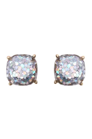Hde2565 - Cushion Cut Glitter Earrings
