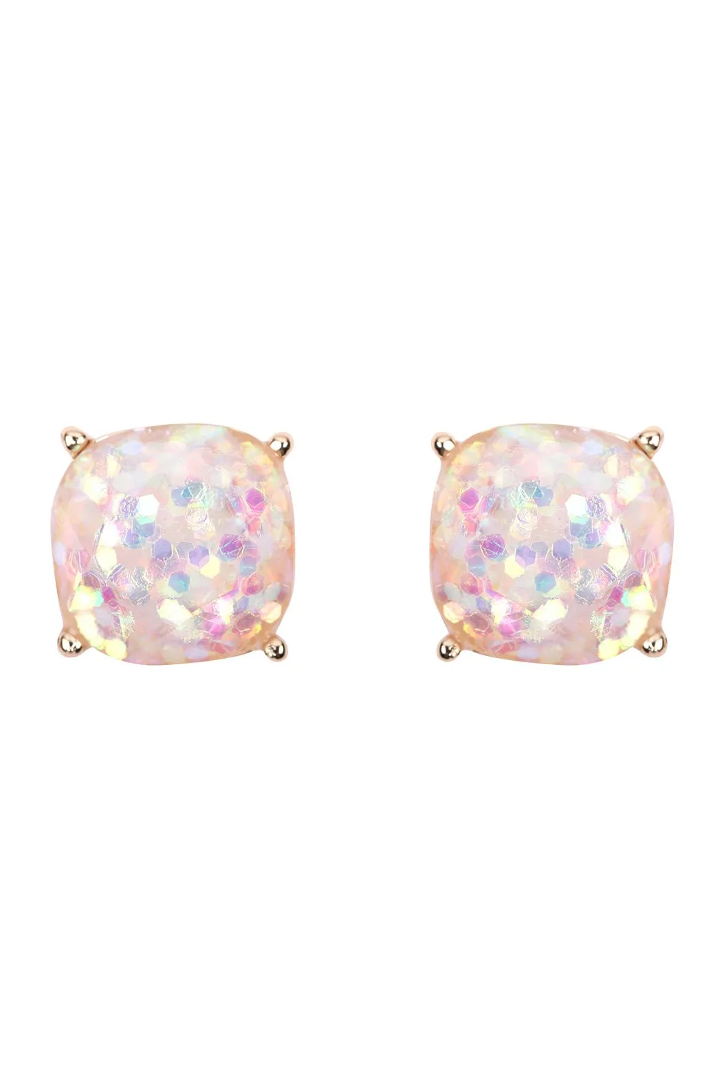 Hde2565 - Cushion Cut Glitter Earrings