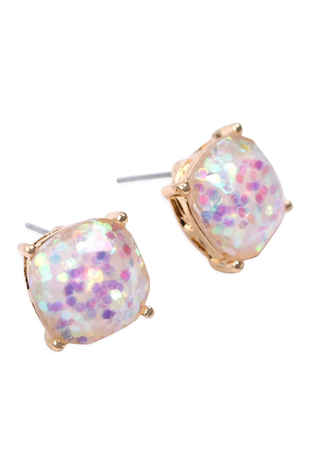 Hde2565 - Cushion Cut Glitter Earrings