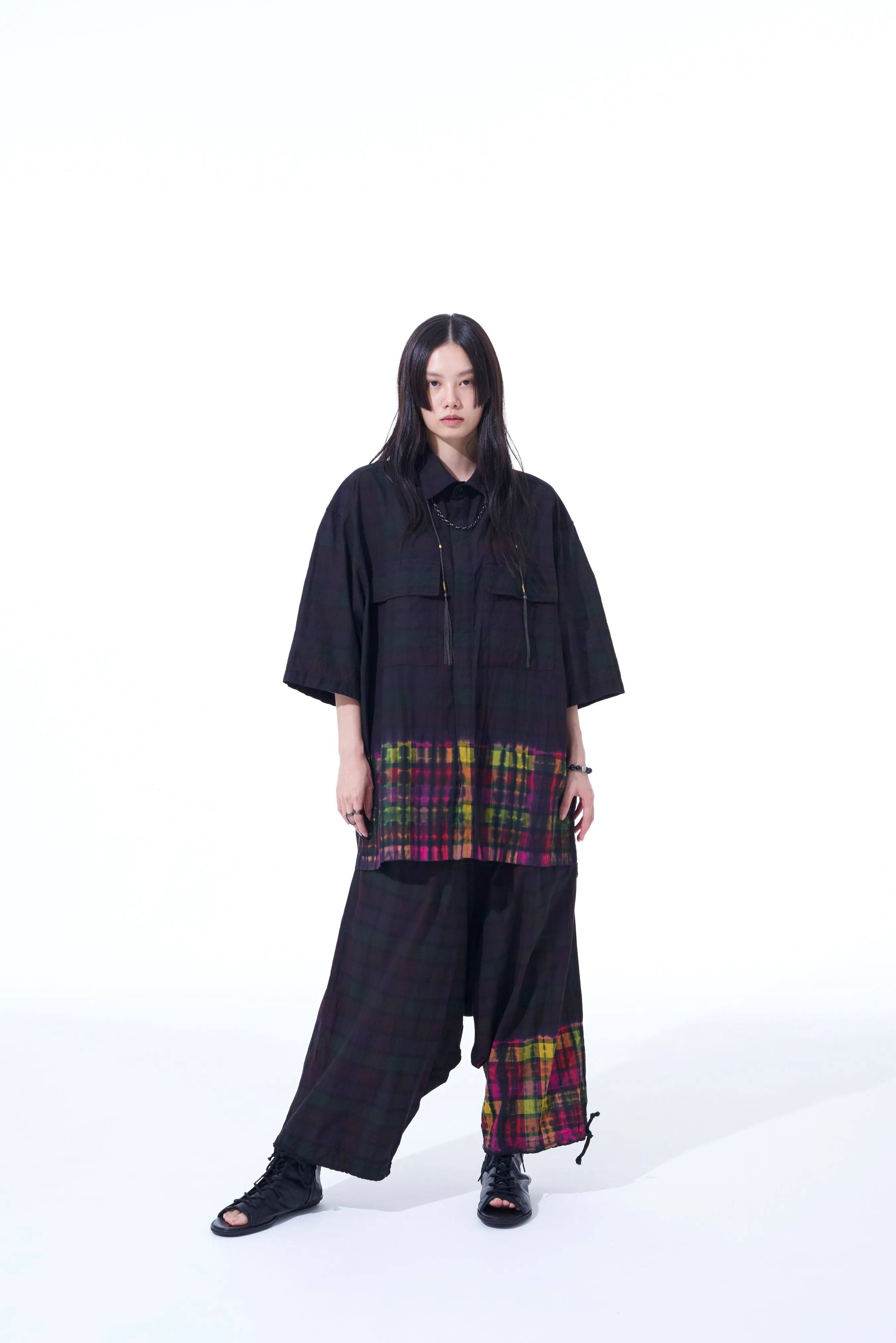INDIAN MADRAS CHECK TIE-DIE BALLOON SARUEL PANTS