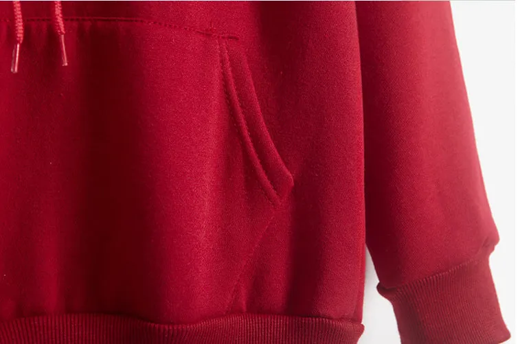Korean Solid Colored Loose Hooded Sweatshirt Long Sleeved Tops Girlfriends Trendy Women Outerwear