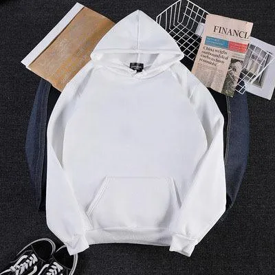 Korean Solid Colored Loose Hooded Sweatshirt Long Sleeved Tops Girlfriends Trendy Women Outerwear