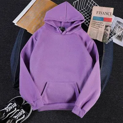 Korean Solid Colored Loose Hooded Sweatshirt Long Sleeved Tops Girlfriends Trendy Women Outerwear