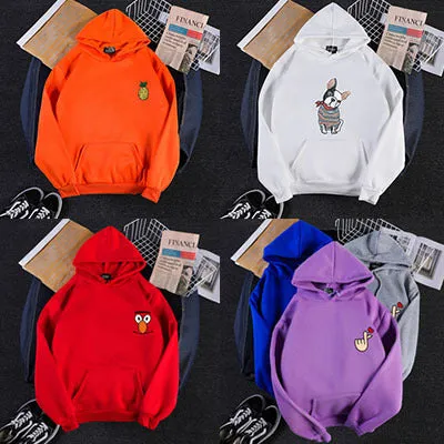 Korean Solid Colored Loose Hooded Sweatshirt Long Sleeved Tops Girlfriends Trendy Women Outerwear