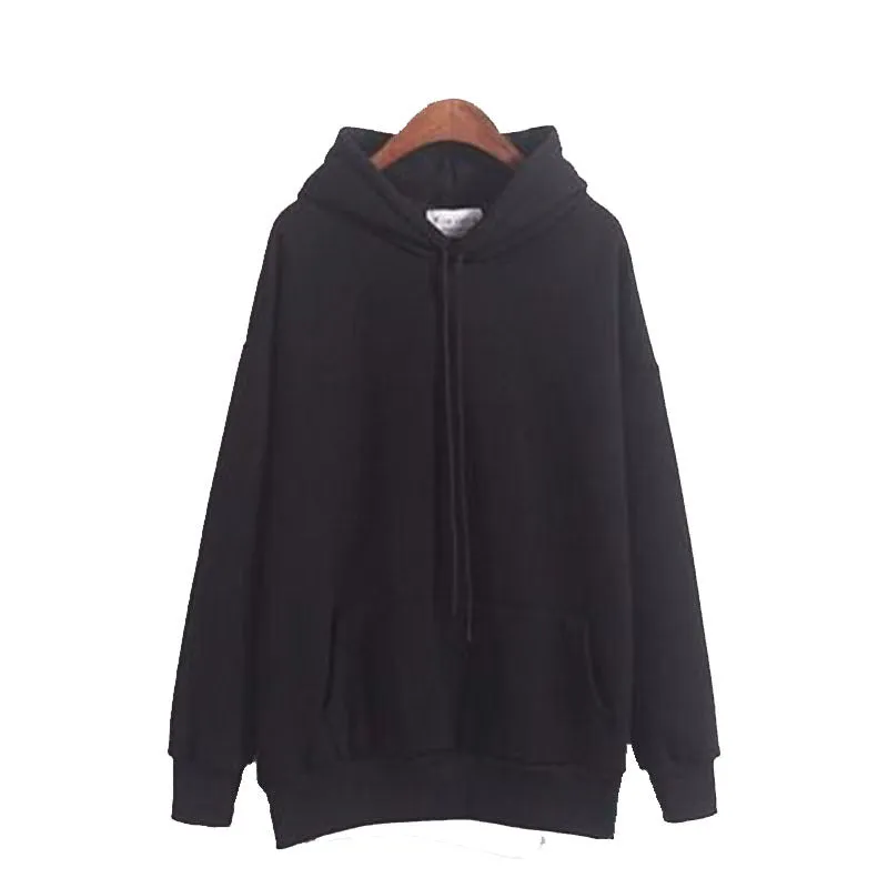 Korean Solid Colored Loose Hooded Sweatshirt Long Sleeved Tops Girlfriends Trendy Women Outerwear
