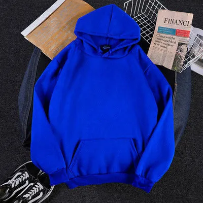 Korean Solid Colored Loose Hooded Sweatshirt Long Sleeved Tops Girlfriends Trendy Women Outerwear