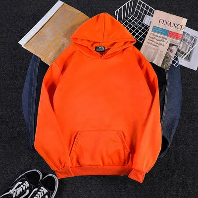Korean Solid Colored Loose Hooded Sweatshirt Long Sleeved Tops Girlfriends Trendy Women Outerwear